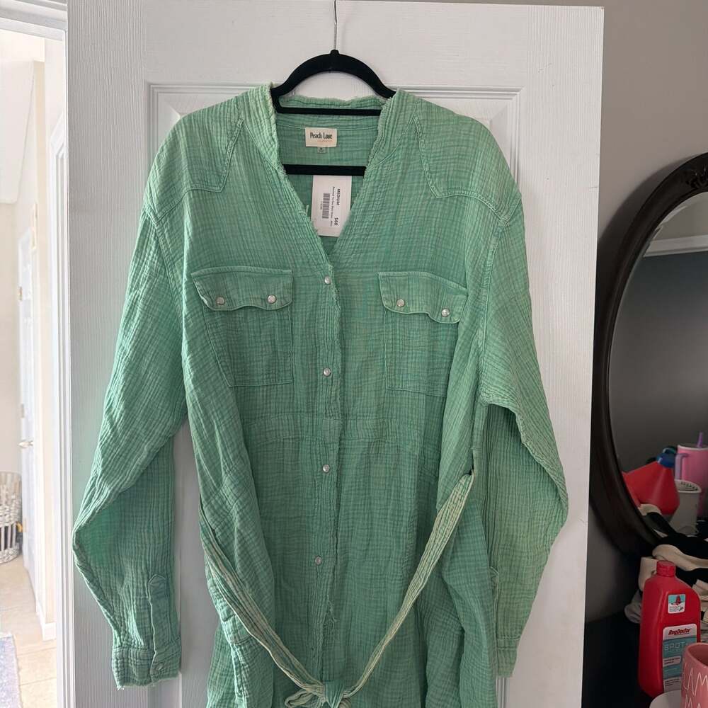 Peach Love California Long Sleeve Button-Up Top